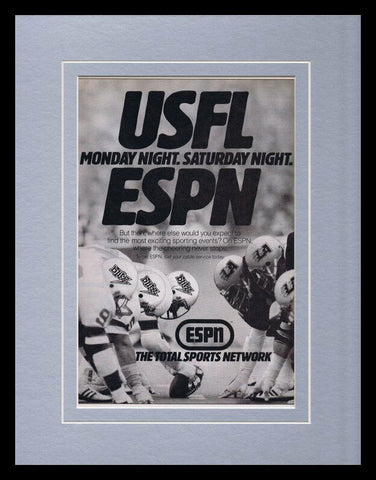 1983 USFL on ESPN Framed 11x14 ORIGINAL Vintage Advertisement