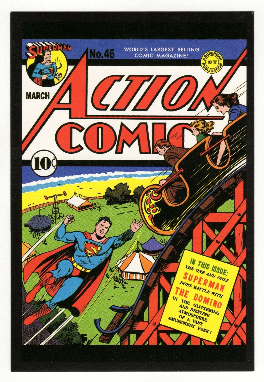 Action Comics #46 4x5" Cover Postcard 2010 DC Comics Superman Domino