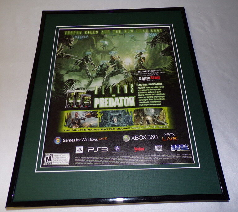 Aliens vs Predator 2010 PS3 XBox Framed 11x14 ORIGINAL Advertisement  