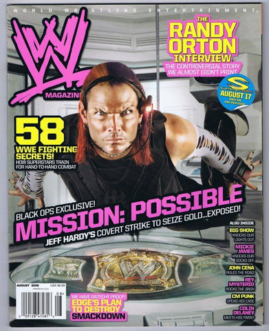 ORIGINAL Vintage August 2008 WWE Magazine Jeff Hardy