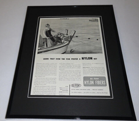 1951 Dupont Nylon Fishing Net 11x14 Framed ORIGINAL Vintage Advertisement