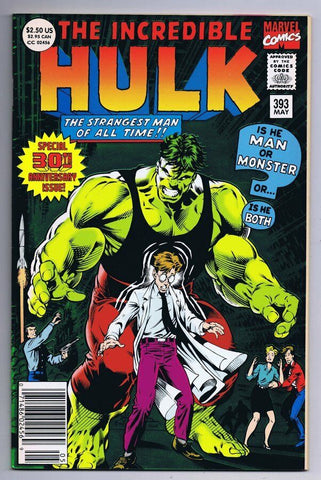 Incredible Hulk #393 Green Foil Cover ORIGINAL Vintage 1992 Marvel Comics 