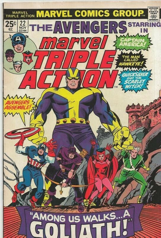 Marvel Triple Action #22 VINTAGE 1974 Reprints Avengers 28 Goliath