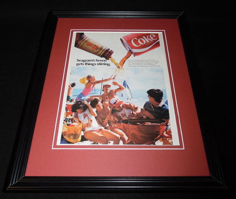 1984 Seagram's 7 & Coca Cola Coke 11x14 Framed ORIGINAL Vintage Advertisement 