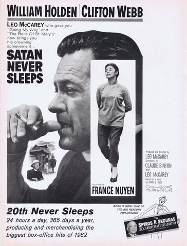 Satan Never Sleeps ORIGINAL Vintage 1962 9x12 Industry Ad William Holden