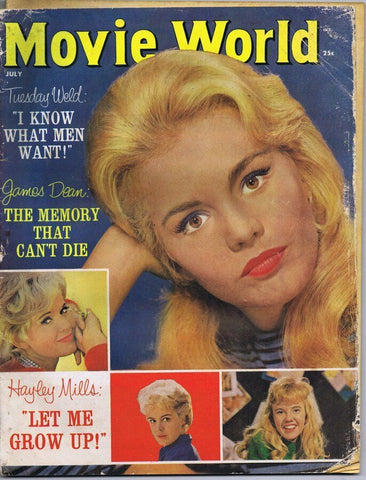 ORIGINAL Vintage July 1962 Movie World Magazine Tuesday Weld (detached cover)