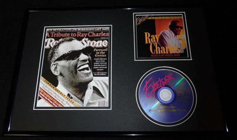 Ray Charles Framed 12x18 Blues is My Middle Name CD & Rolling Stone Cove Display