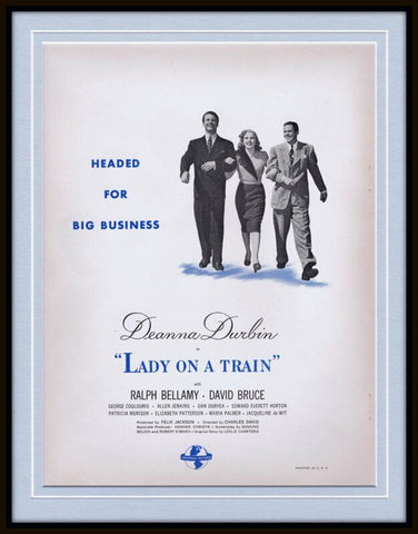 ORIGINAL Vintage 1945 Lady on a Train 11x14 Framed Advertisement Ralph Bellamy