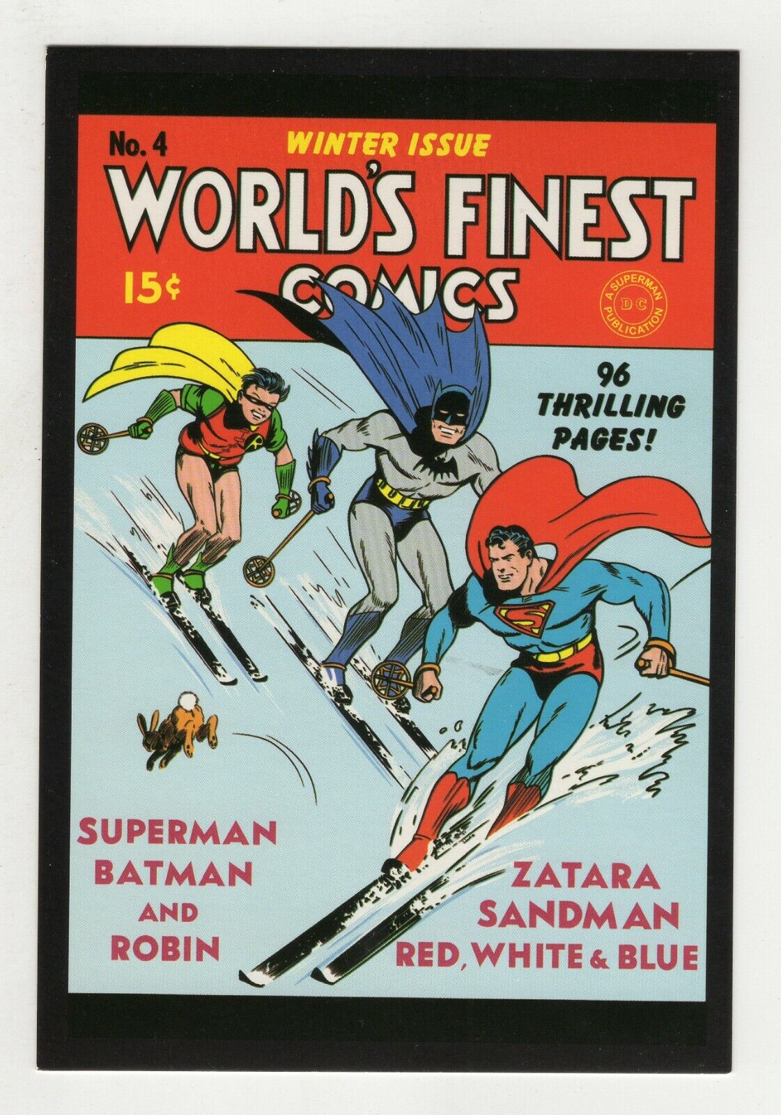 World's Finest Comics #4 4x5" Cover Postcard 2010 DC Comics Superman Batman Ski