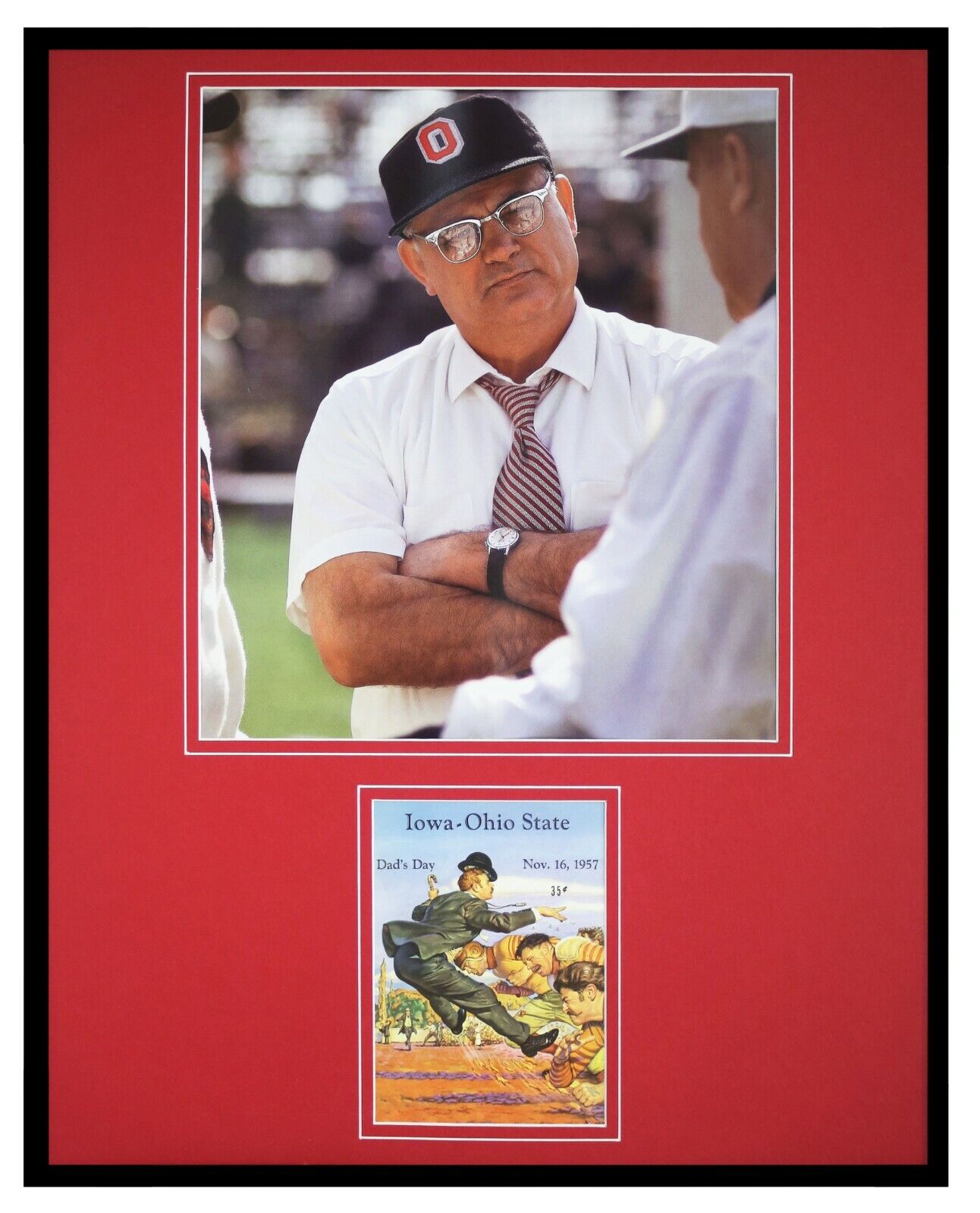 Woody Hayes Framed 16x20 Photo & 1957 Ohio State vs Iowa Program Cover Set 