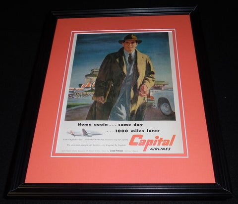 1951 Capital Airlines 11x14 Framed ORIGINAL Vintage Advertisement B