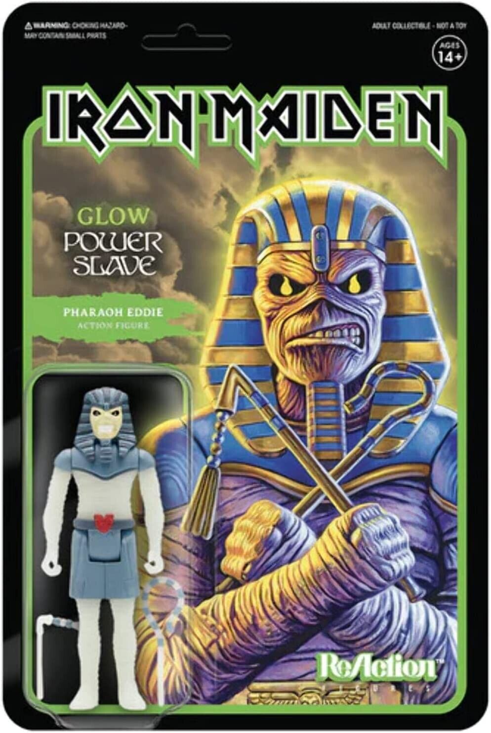 NEW SEALED 2022 Super7 Iron Maiden Glow Power Pharaoh Eddie Reaction Figure