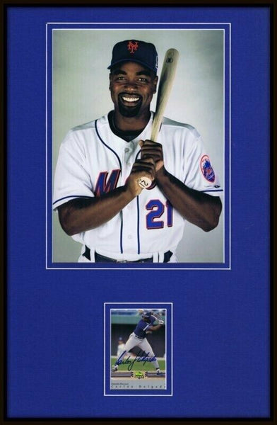 Carlos Delgado Signed Framed 11x17 Rookie Card & Photo Display Mets