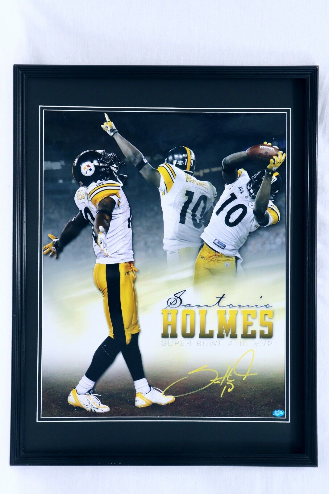 Santonio Holmes Signed Framed 16x20 Photo Super Bowl XLIII TD Steelers