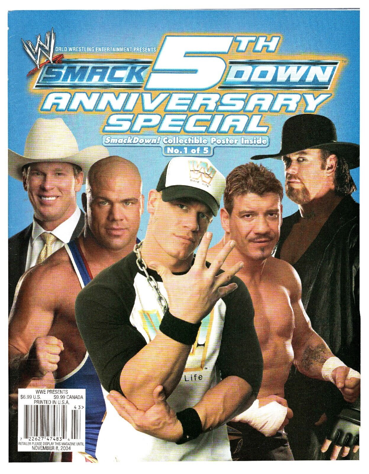 VINTAGE 2004 WWE Smackdown 5th Anniversary Magazine John Cena Kurt Angle