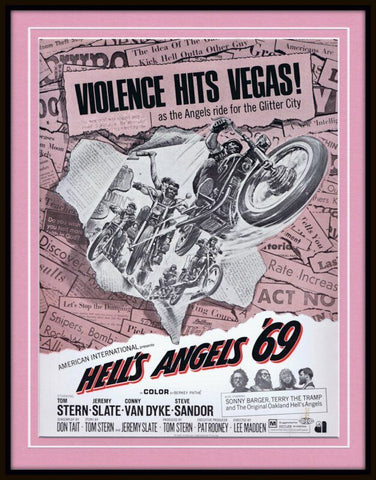 ORIGINAL Vintage 1969 Hells Angels 69 11x14 Framed Advertisement Tom Stern