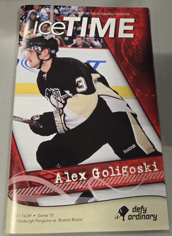 Nov 14 2009 Bruins @ Penguins Program Alex Goligoski Sidney Crosby Goal