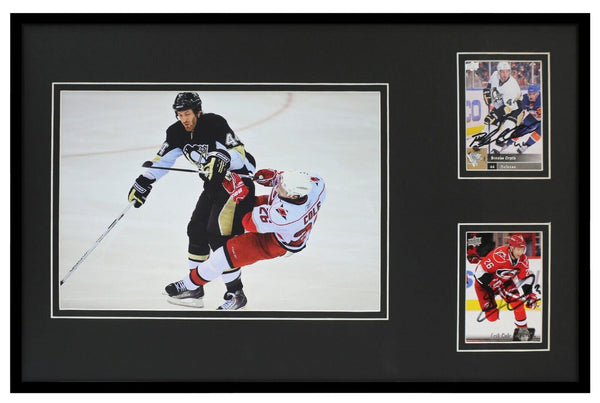 Brooks Orpik & Erik Cole Dual Signed Framed 11x17 Photo Display Penguins Canes