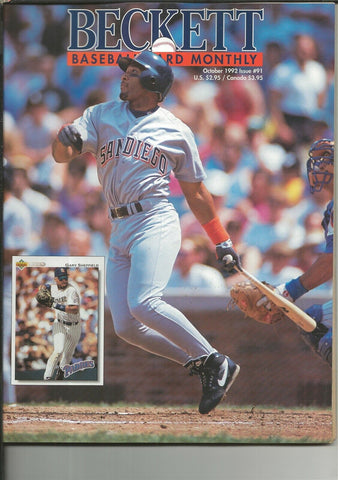 ORIGINAL Vintage Oct 1992 Beckett Baseball Card Magazine Gary Sheffield R Alomar