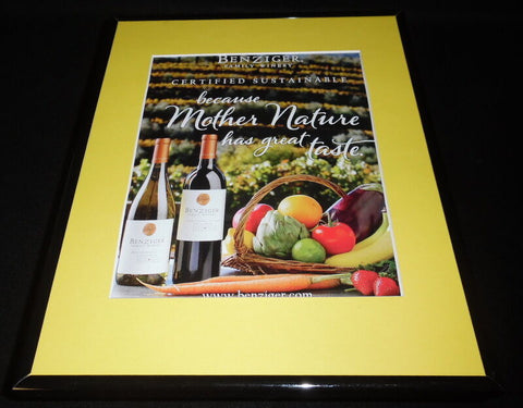 Benziger Winery 2016 Chardonnay 11x14 Framed ORIGINAL Advertisement 