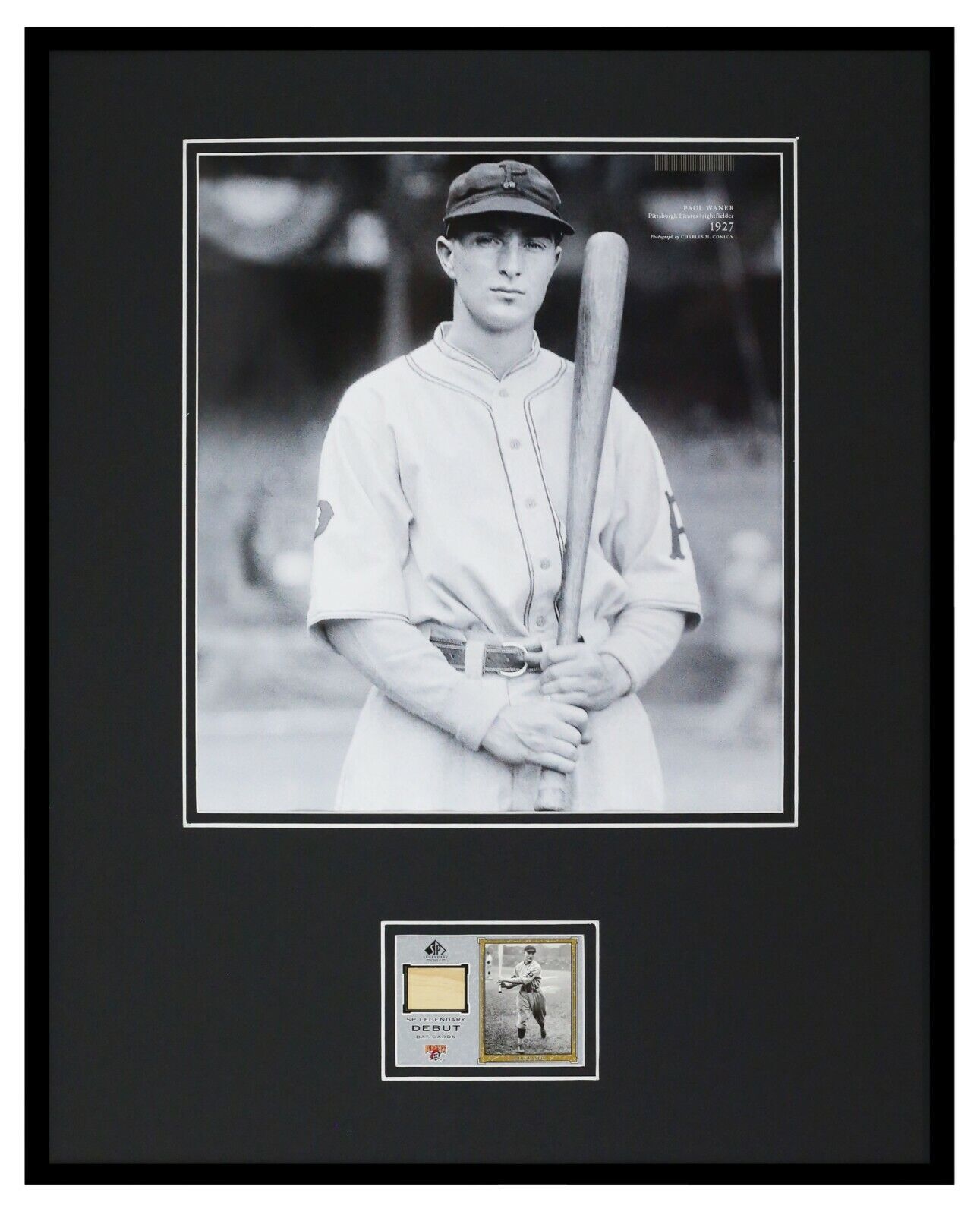 Paul Waner 16x20 Framed Game Used Bat & Photo Display Pirates UDA