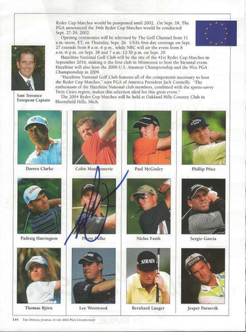 Pierre Fulke Signed 2002 PGA Championship Program Page