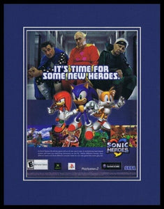 Sonic Heroes 2004 Sega PS2 XBox Framed 11x14 ORIGINAL Advertisement