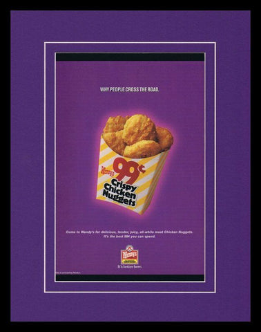 2003 Wendy's Crispy Chicken Nuggets Framed 11x14 ORIGINAL Vintage Advertisement