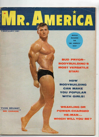 VINTAGE Feb 1960 Mr America Magazine Yvon Brunet Bud Pryor