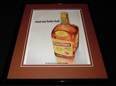 1969 Early Times Bourbon Better Half Framed 11x14 ORIGINAL Vintage Advertisement