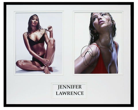 Jennifer Lawrence Signed Framed 16x20 Lingerie Photo Set 