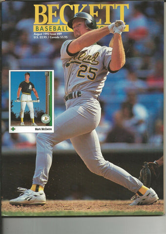 ORIGINAL Vintage Aug 1992 Beckett Baseball Card Magazine Mark McGwire J McDowell