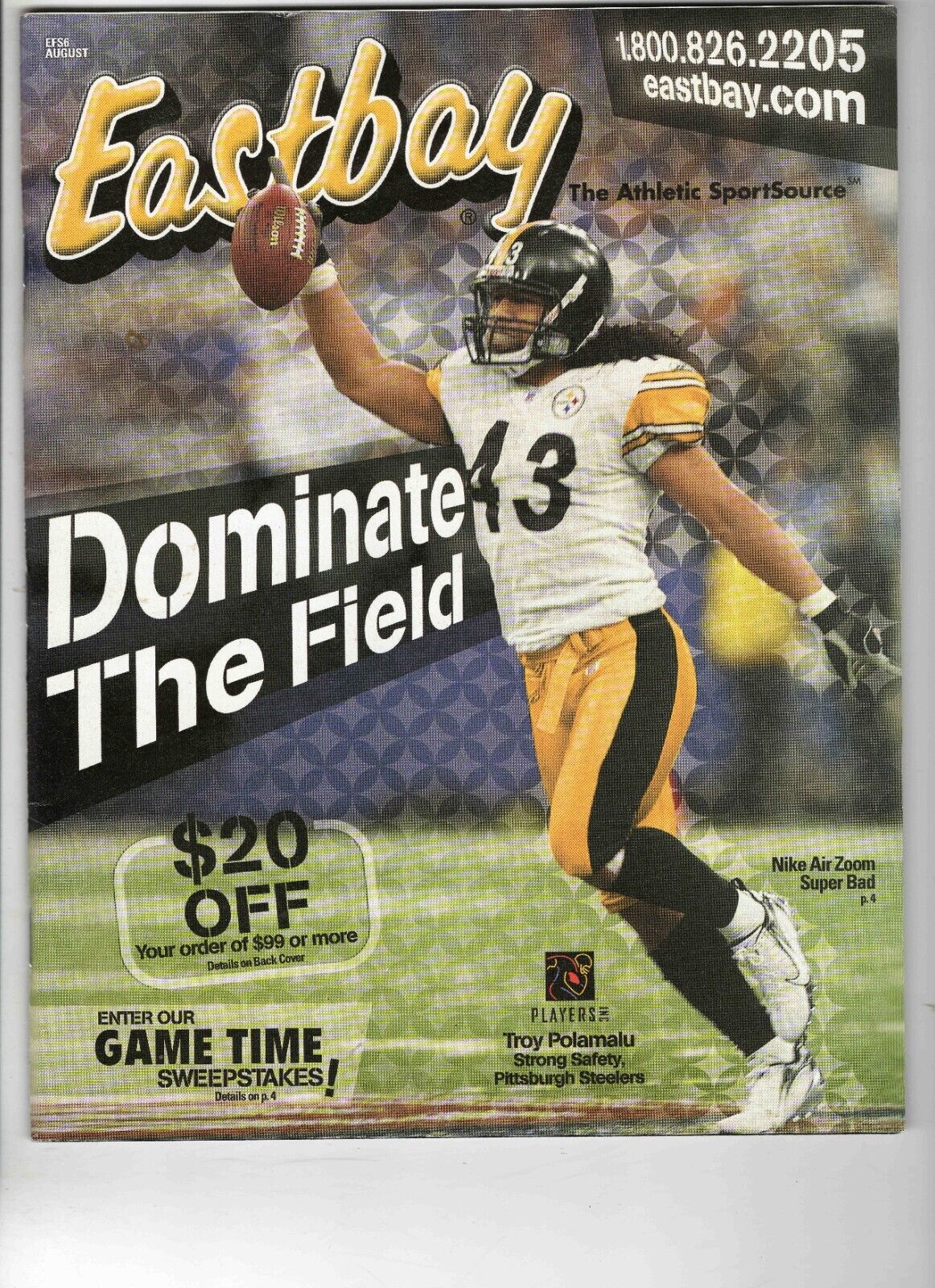 Aug 2006 Eastbay Catalog Troy Polamalu Steelers