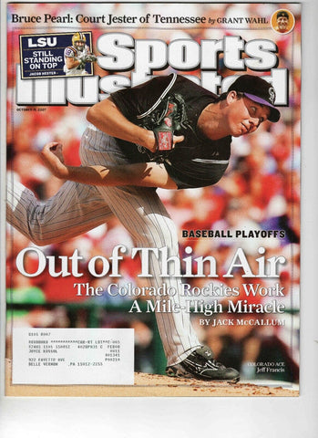 Oct 15 2007 Sports Illustrated Magazine Jeff Francis Rockies