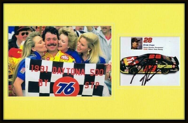 Ernie Irvan Signed Framed 11x17 Photo Display 1991 Daytona 500