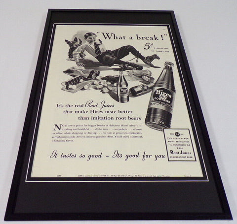 1937 Hires RJ Root Juice Beer Framed 11x17 ORIGINAL Vintage Advertising Poster