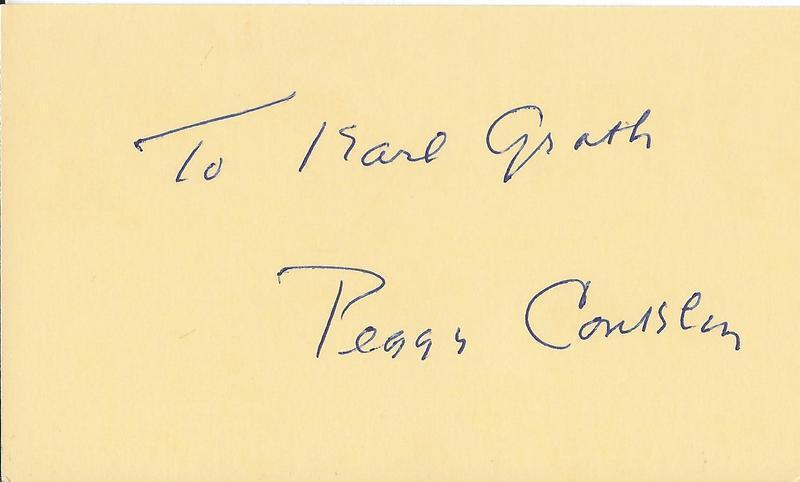 Peggy Conklin Signed 3x5 Index Card Having Wonderful Time