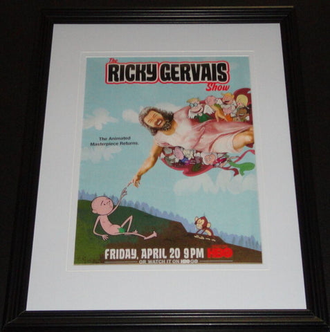 Ricky Gervais Show HBO 2012 Framed ORIGINAL Vintage 11x14 Advertisement