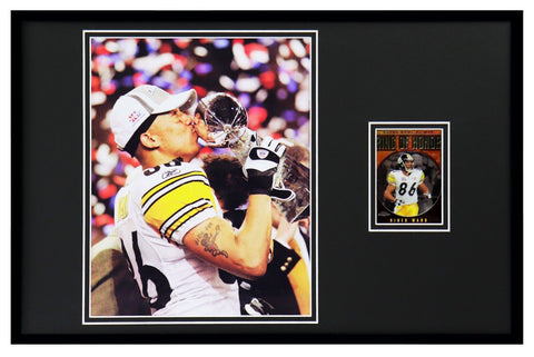 Hines Ward Framed 11x17 Vintage Topps Card +  Photo Set Steelers