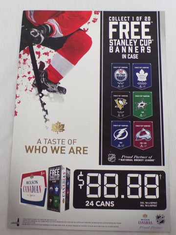 ORIGINAL Vintage 2018 Molson Canadian Beer NHL 12x18 Retailer Advertising Poster