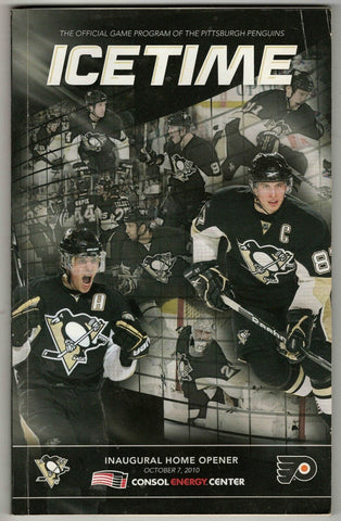 Oct 7 2010 Flyers @ Penguins Program 1st Consol Arena Game Crosby Malkin