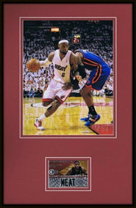 Lebron James Framed 11x17 Photo + 2010 Leaf Fabric Game Worn Material 1/299 Heat