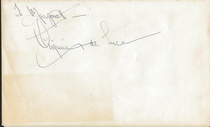 Virginia De Luce Signed 4.25x7 Vintage Album Page