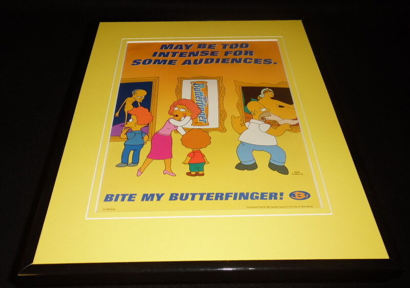 1999 Simpsons Butterfinger Framed 11x14 ORIGINAL Advertisement Rod Todd Flanders