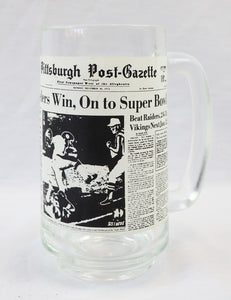 Post Gazette Pittsburgh Steelers 1974 AFC Champions Glass Beer Mug