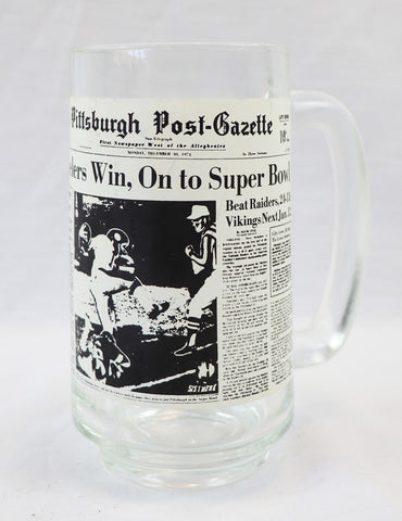 Post Gazette Pittsburgh Steelers 1974 AFC Champions Glass Beer Mug