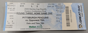 May 18 2009 NHL East Finals Hurricanes @ Penguins Ticket Evgeni Malkin Goal