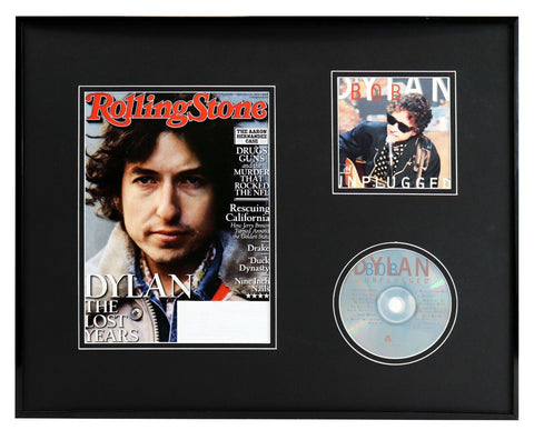 Bob Dylan 16x20 Framed 2013 Rolling Stone Magazine & Unplugged CD Display