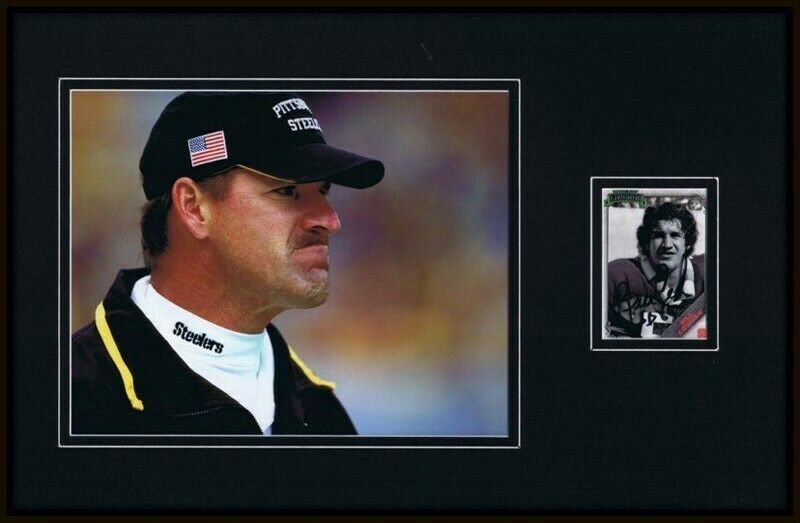 Bill Cowher Signed Framed 11x17 College Card & The Chin Photo Display Steelers