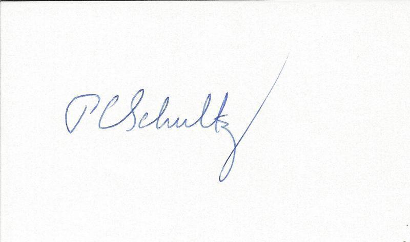 Peter Schultz Signed 3x5 Index Card Inventor Optical Fiber